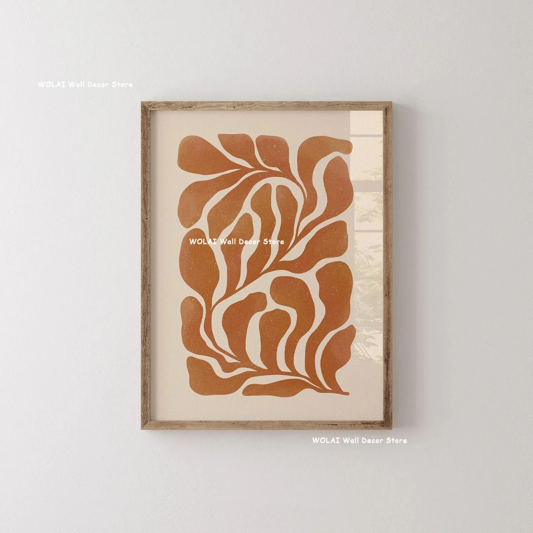 Plakat roślinny mid-century - botaniczne linie Brązowy