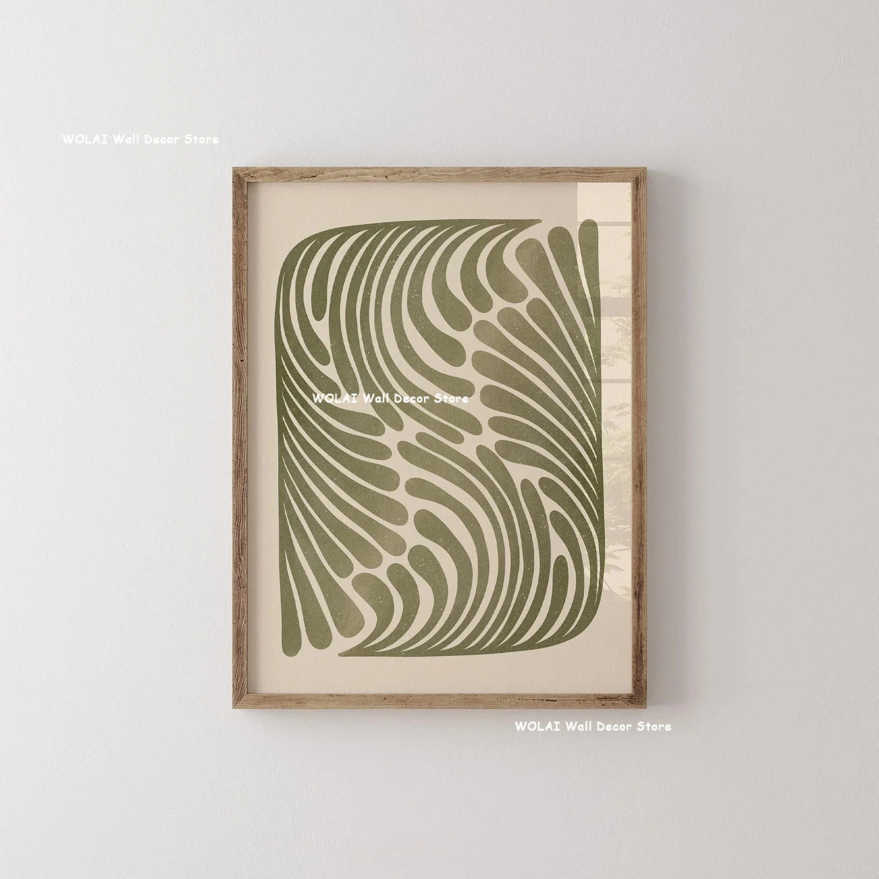 Plakat roślinny mid-century - botaniczne linie Khaki