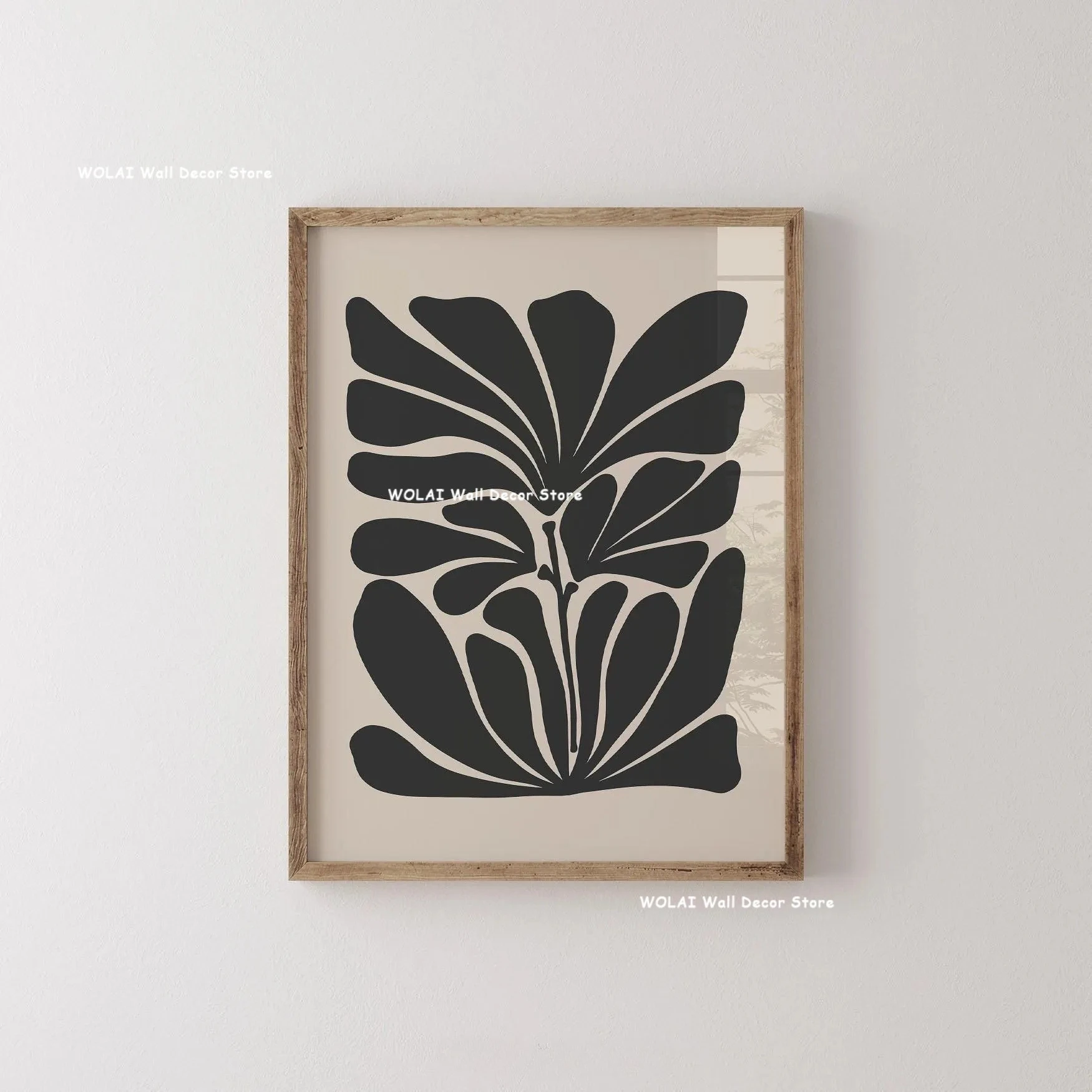 Plakat roślinny mid-century - botaniczne linie Czarny