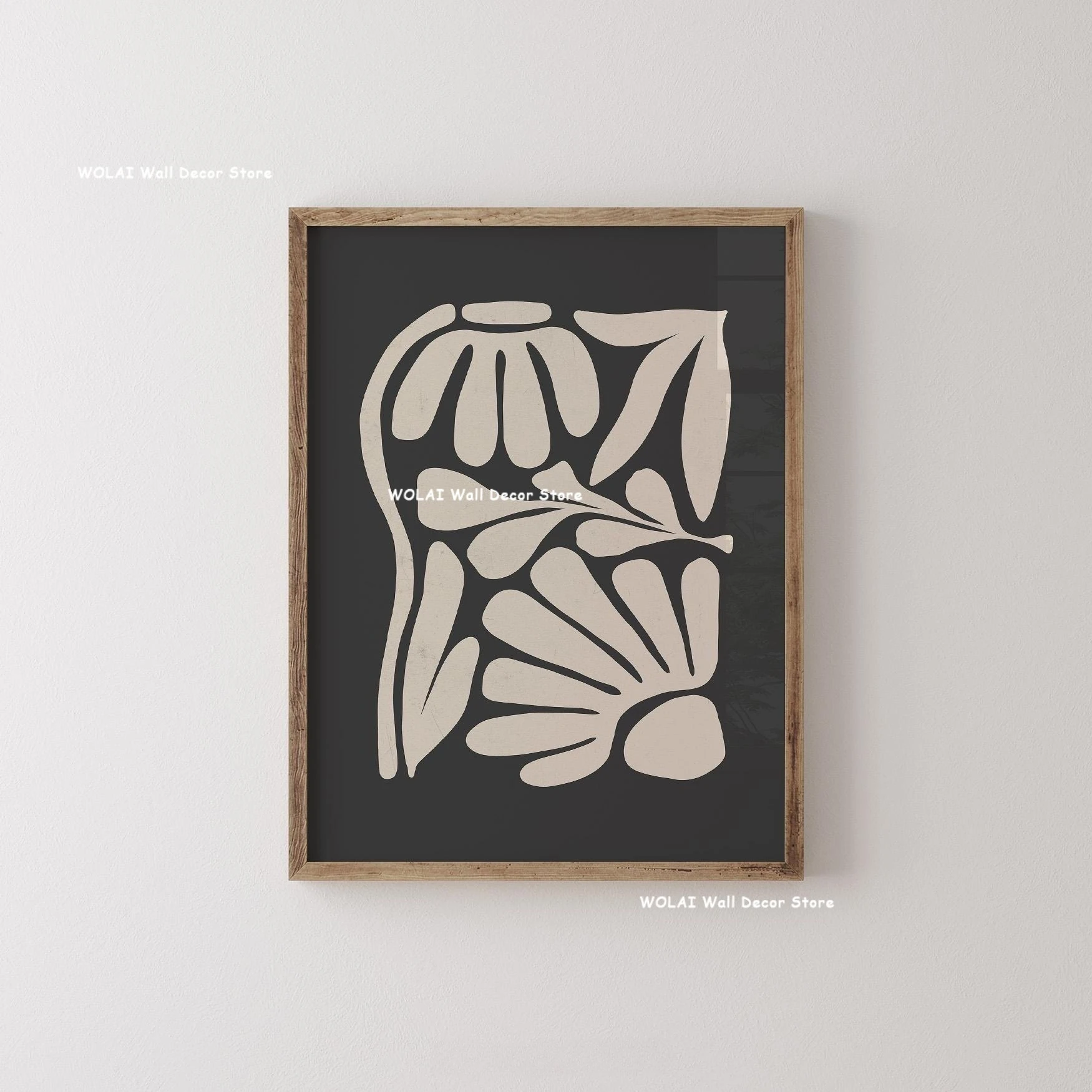 Plakat roślinny mid-century - botaniczne linie śliwka