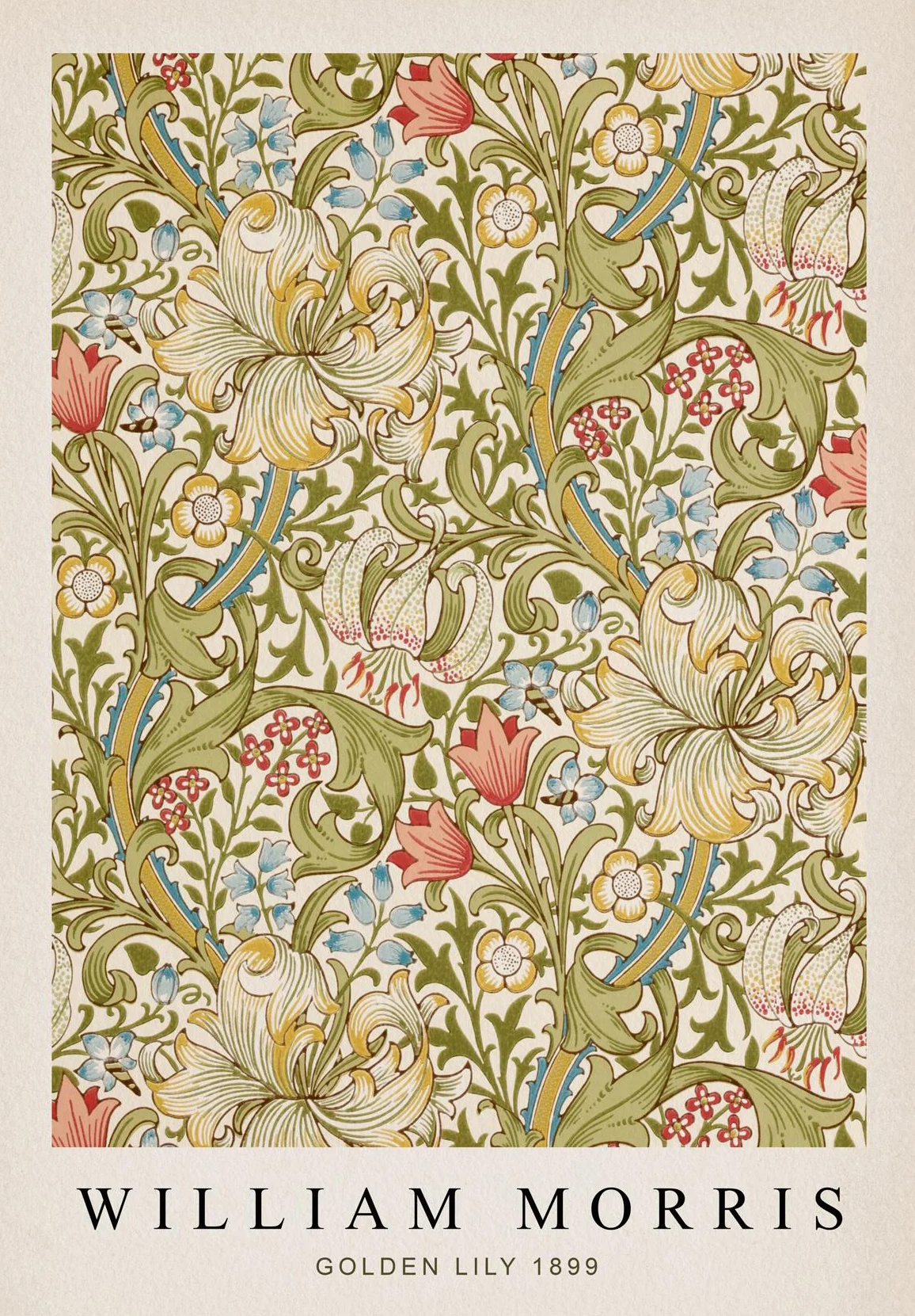 Plakat roślinny William Morris liście i motyl Fioletowy