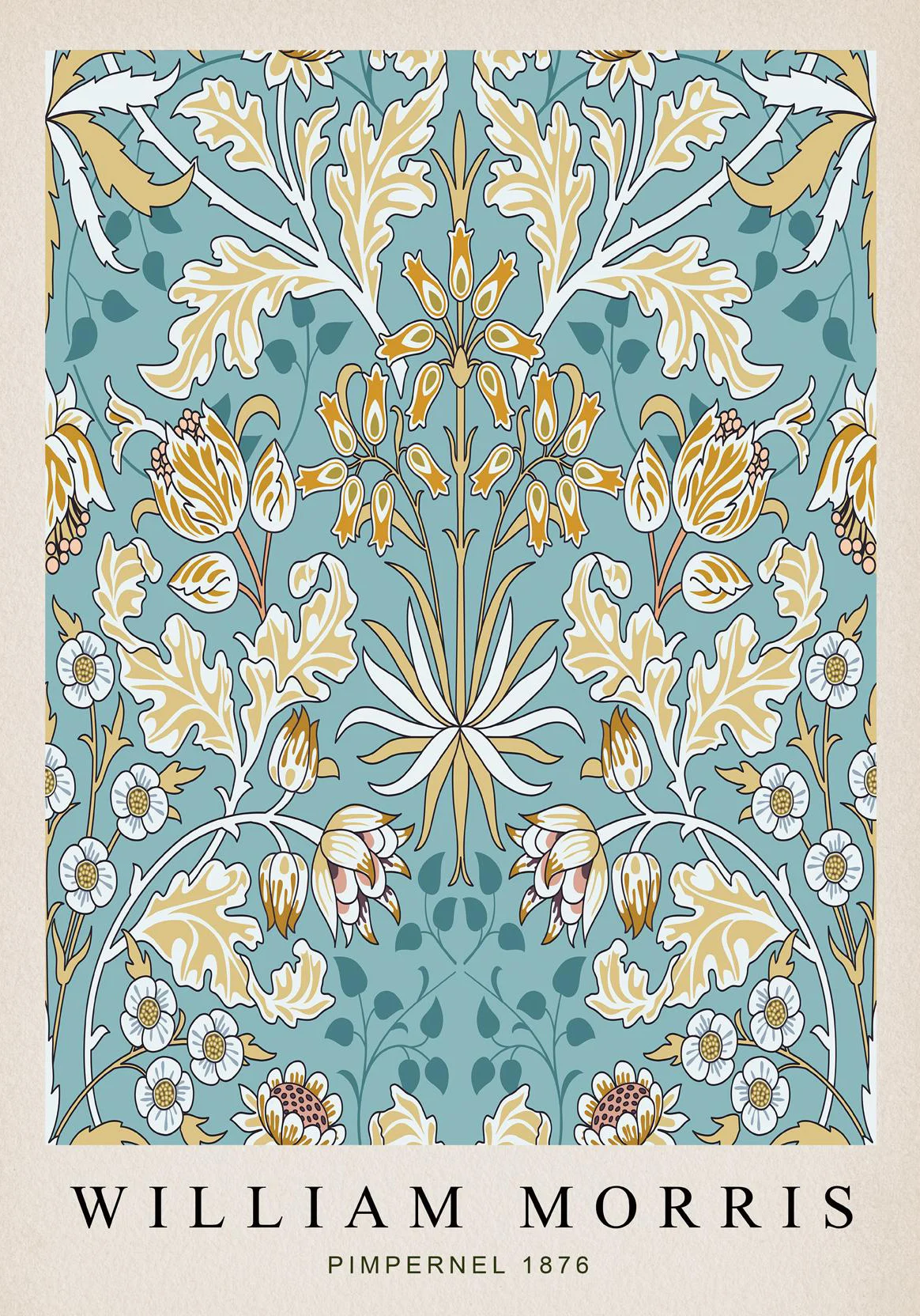 Plakat roślinny William Morris liście i motyl Kolba