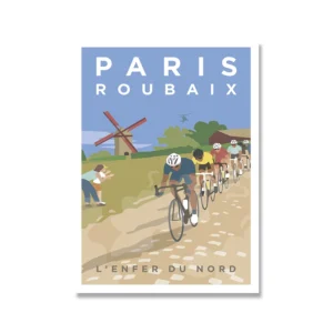 Kolarstwo w Paryżu - plakat rowerowy vintage żółty