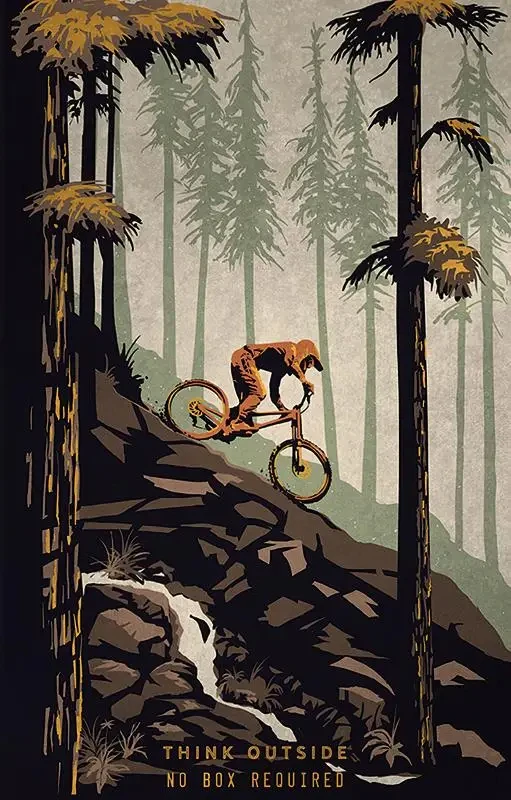 Plakat rowerowy MTB Ride to Escape vintage żółty