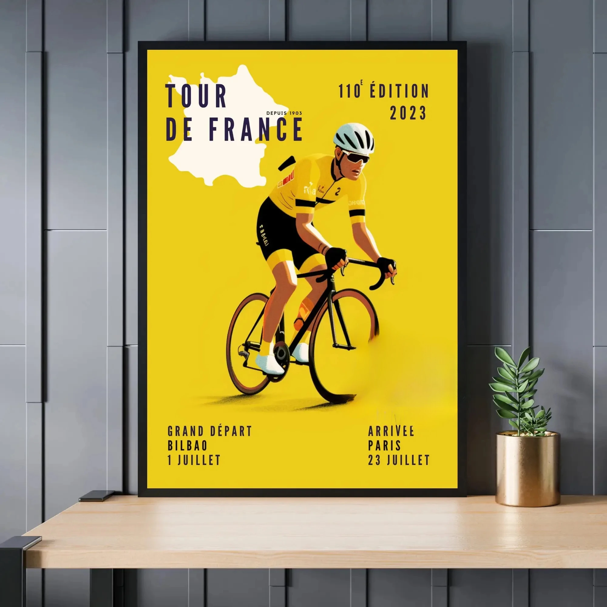 Plakat rowerowy Tour de France Alpe d'Huez Biały