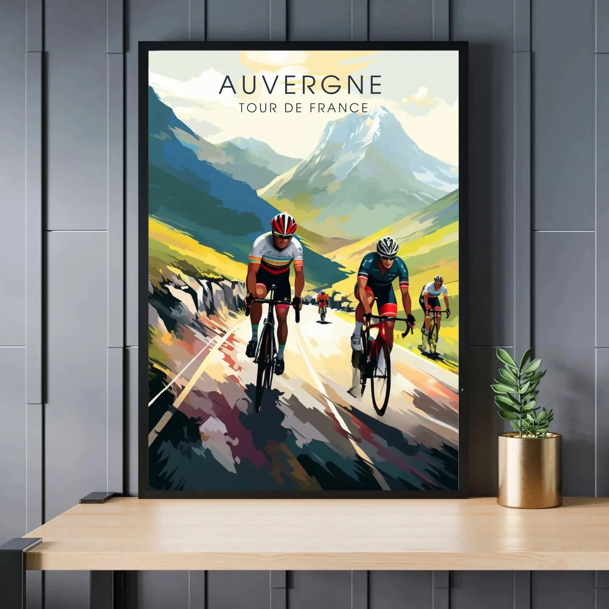 Plakat rowerowy Tour de France Alpe d'Huez Brązowy