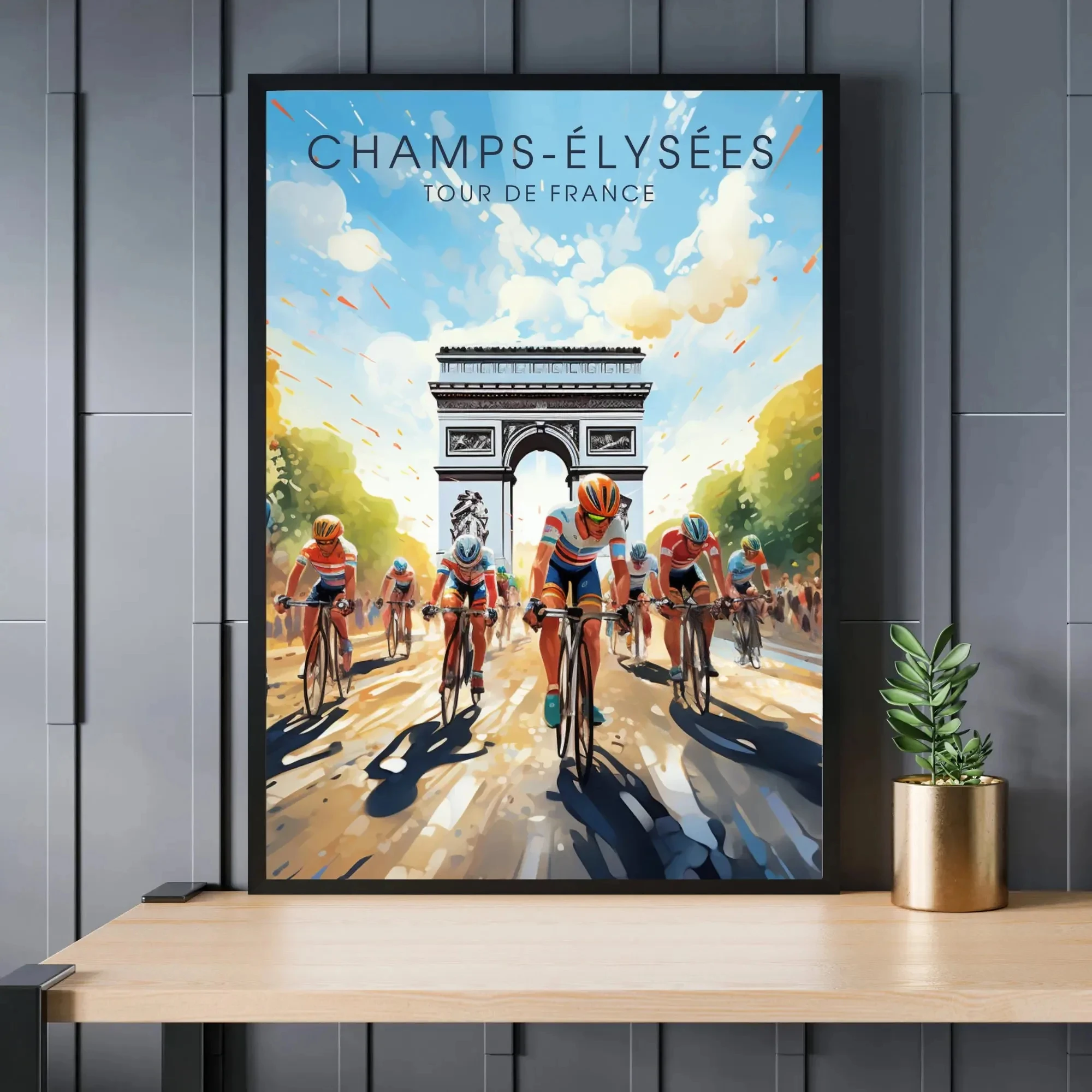 Plakat rowerowy Tour de France Alpe d'Huez Ciemny szary