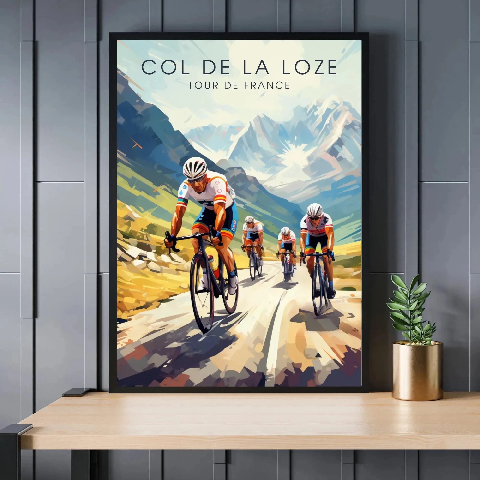 Plakat rowerowy Tour de France Alpe d'Huez Pomarańczowy