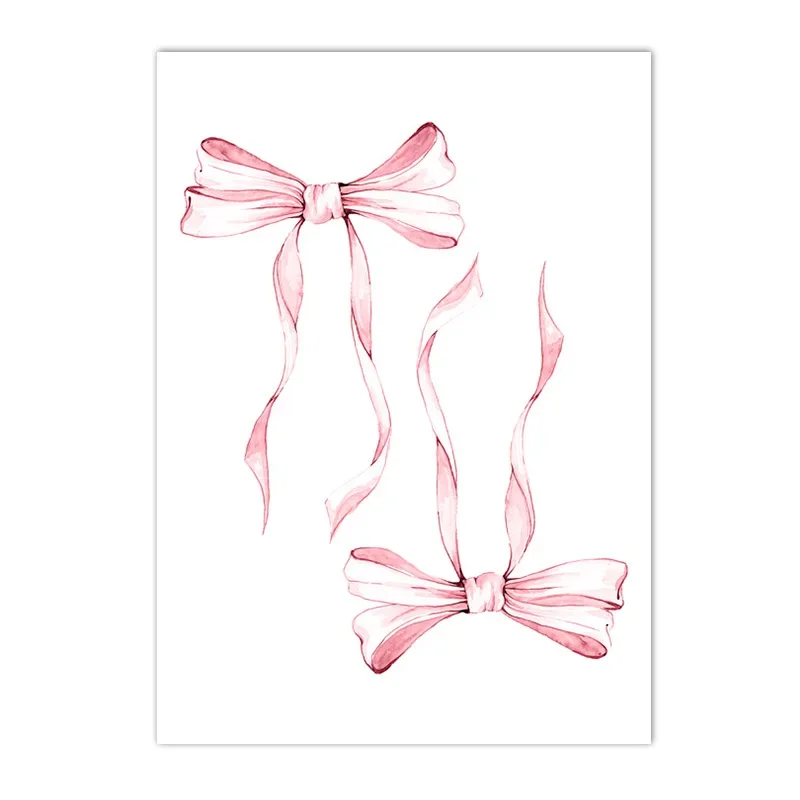Plakat różowe kokardki w stylu preppy Zielony