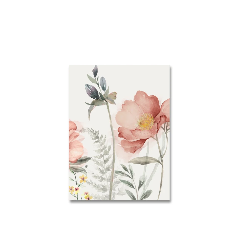 Plakat różowe kwiaty - botaniczny zestaw 3 grafik Czerwony