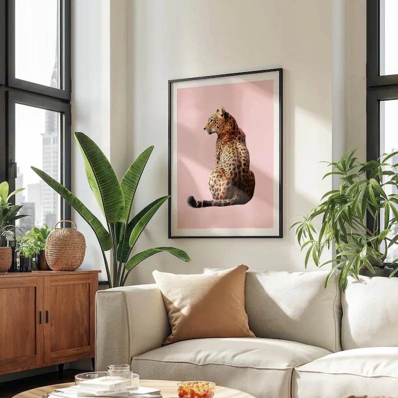 Różowy Gepard - Plakat ze Zwierzęciem Wzór 3