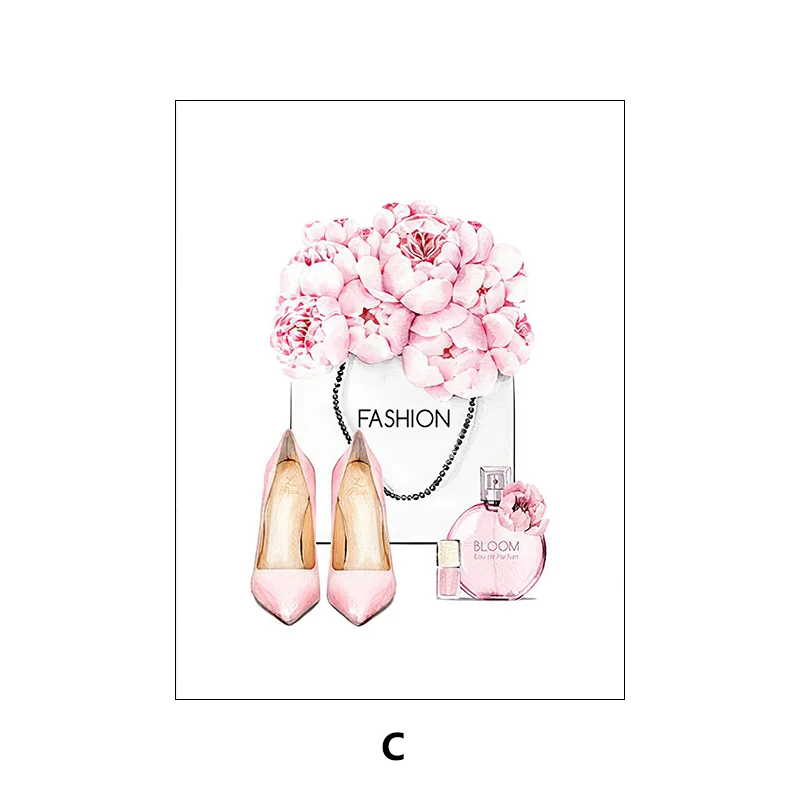 Plakat różowy makijaż i perfumy glamour Czerwony