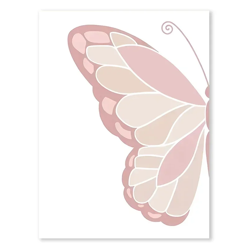 Różowy motyl i stokrotki - plakat do pokoju dziecka Niebieski