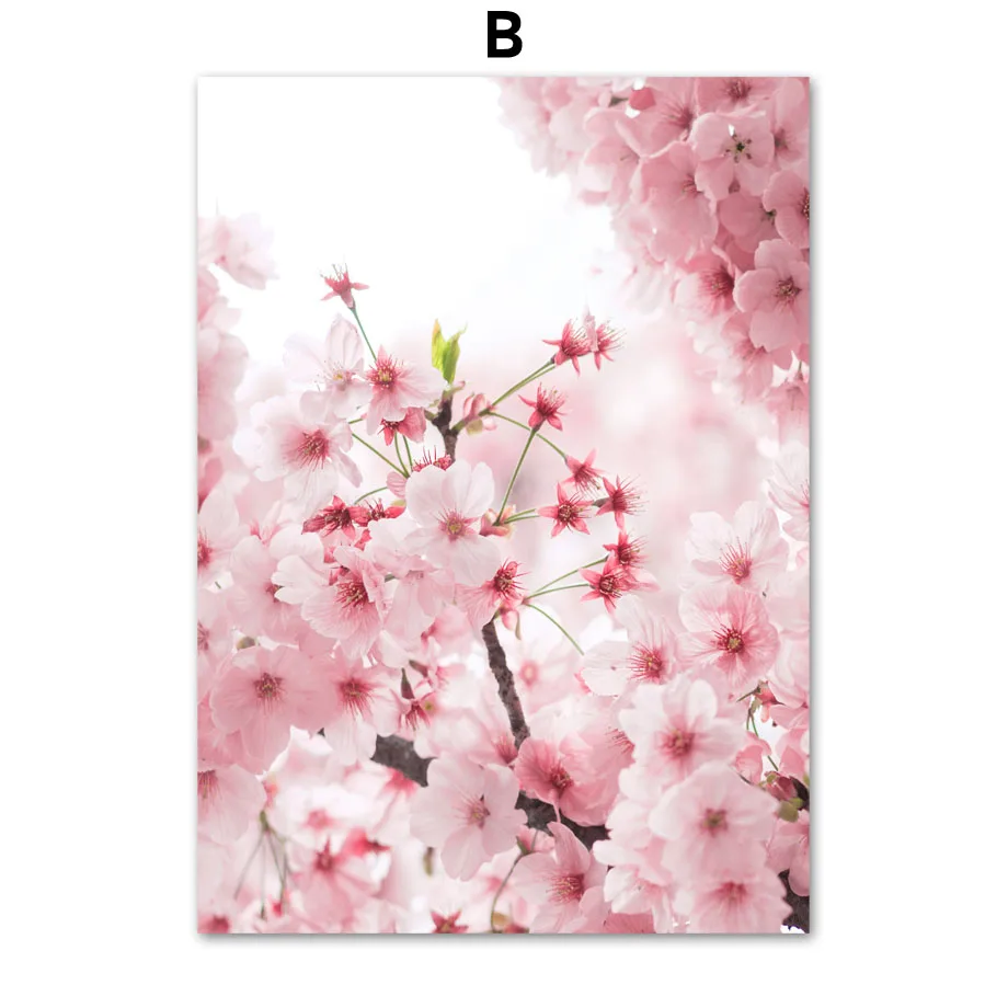 Plakat różowy Paryż - kwiaty i sakura Wzór 6