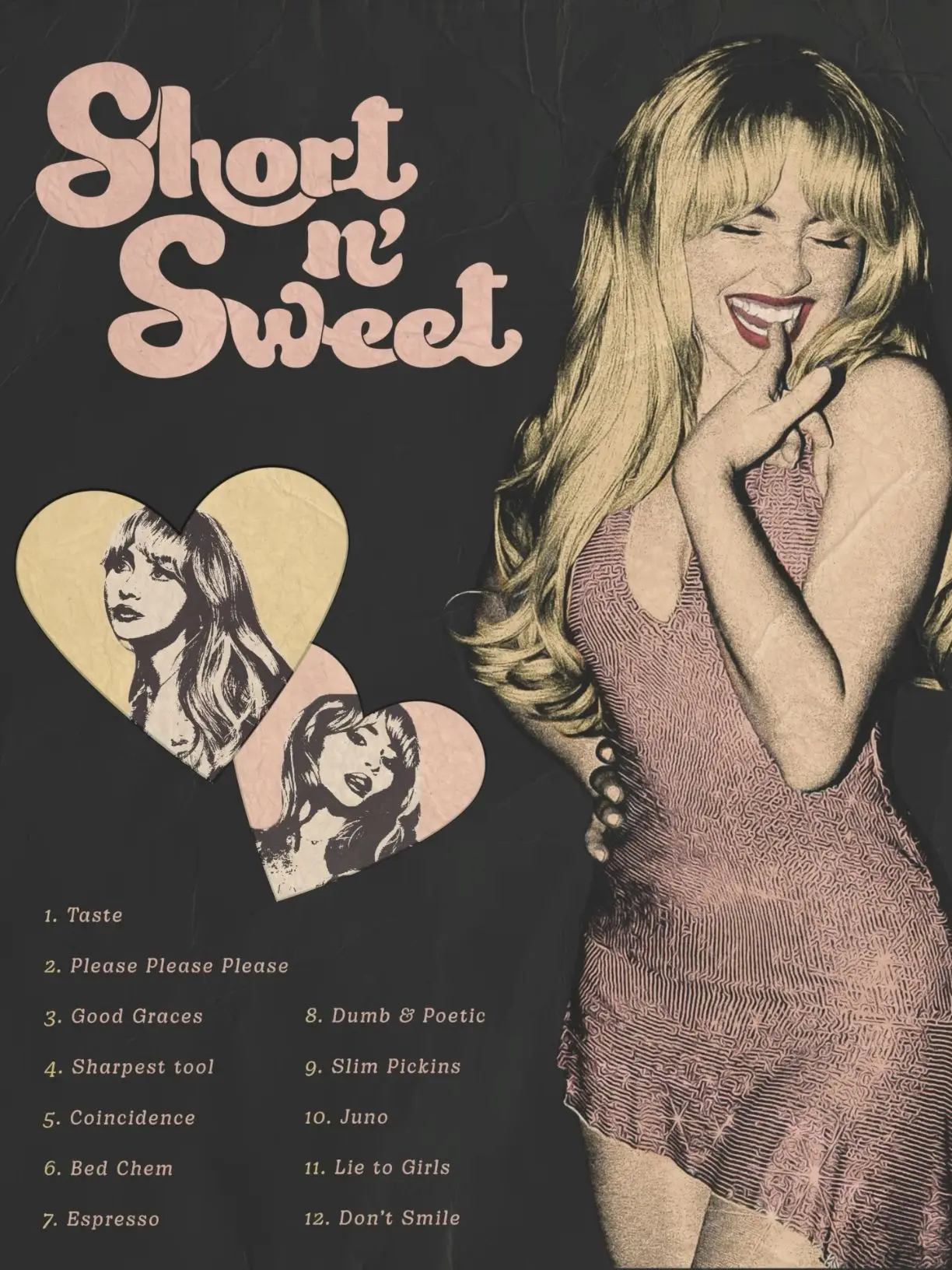 Plakat Sabrina Carpenter - vintage portret Czerwony