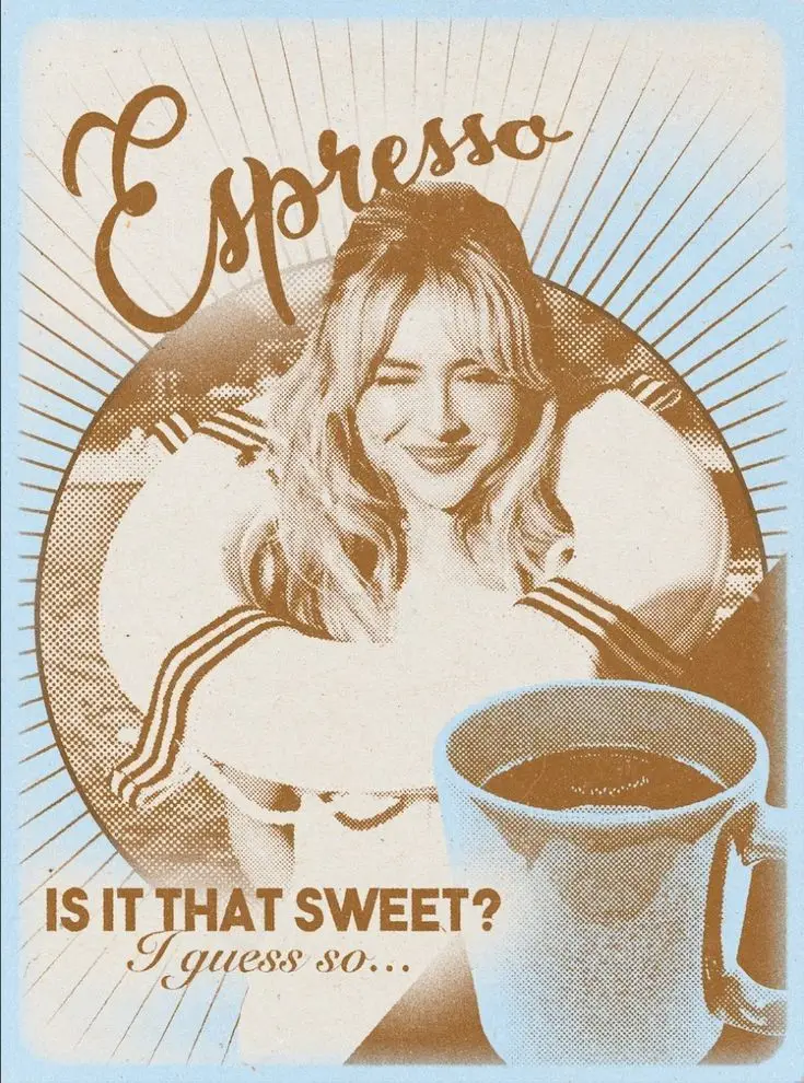 Plakat Sabrina Carpenter - vintage portret Jasnożółty