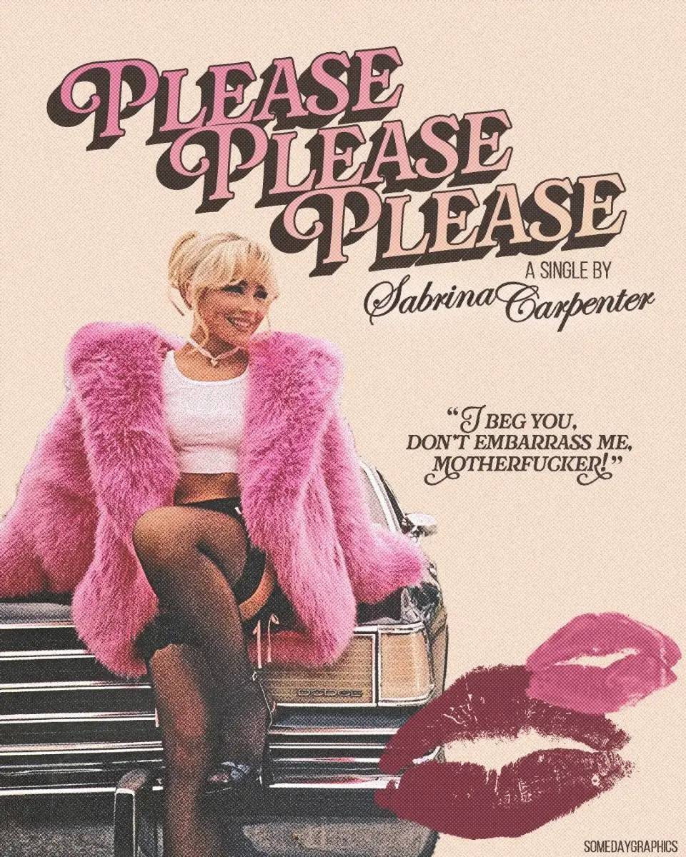 Plakat Sabrina Carpenter - vintage portret Pomarańczowy