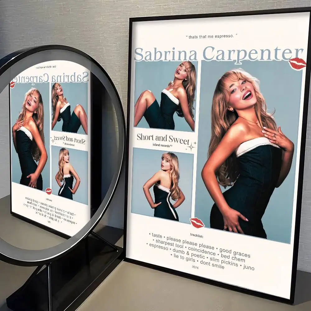 Plakat Sabrina Carpenter - portret piosenkarki Niebieski