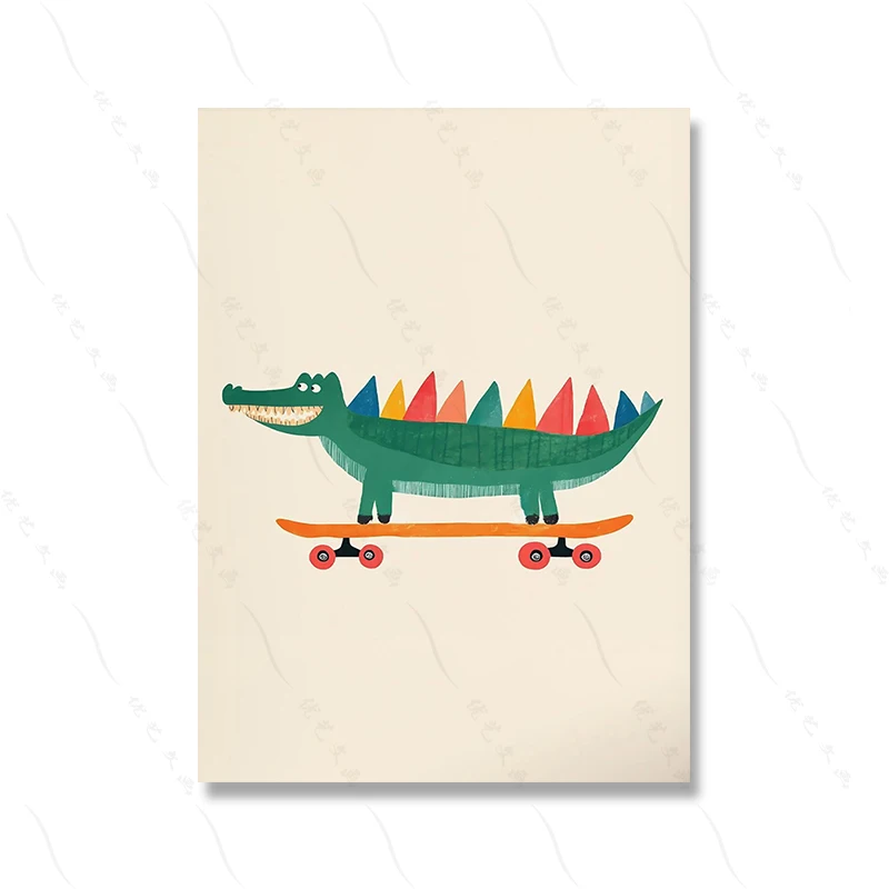 Safari pastelowe - plakat do pokoju dziecka Fioletowy