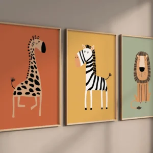 Plakat safari ze zwierzetami do pokoju dziecka Wzór 1