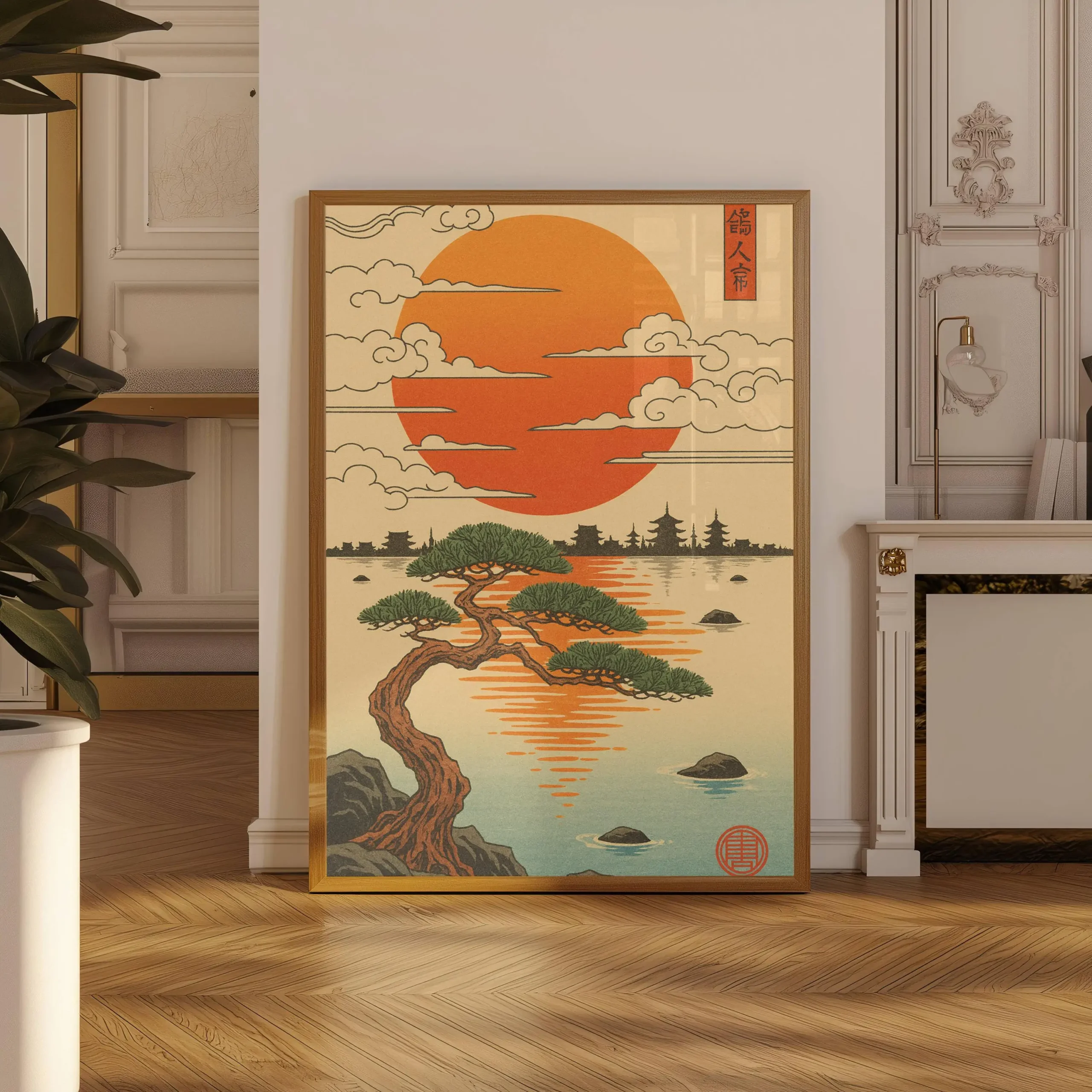 Kwiaty wiśni sakura - plakat japandi Wzór 2