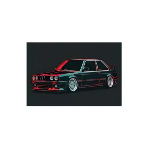 Plakat sportowy samochód E30 graffiti Biały