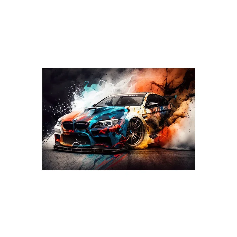 Plakat sportowy samochód E30 graffiti Jasnoszary