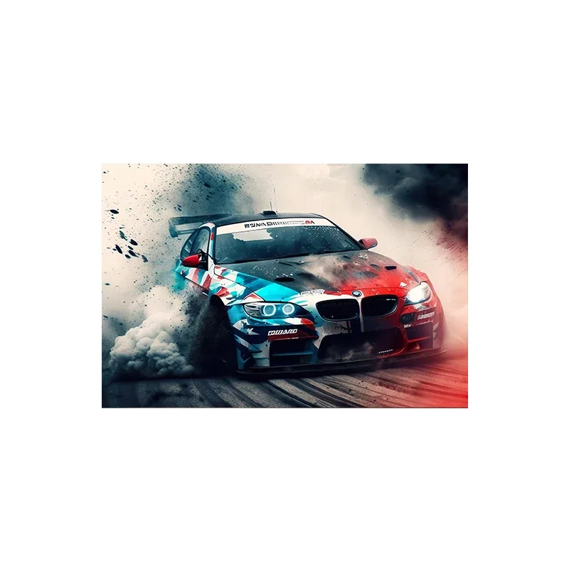 Plakat sportowy samochód E30 graffiti Jasnozielony