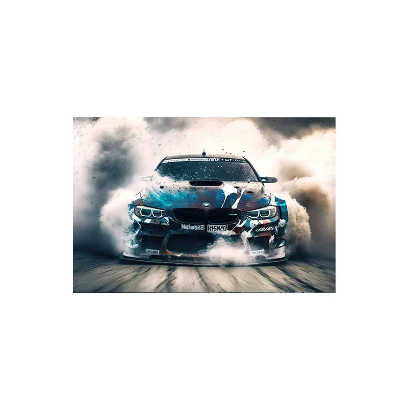 Plakat sportowy samochód E30 graffiti Niebieski