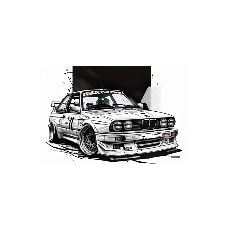 Plakat sportowy samochód E30 graffiti żółty