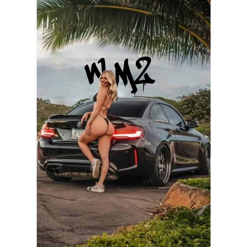 Plakat z samochodem i kobietą - nowoczesna grafika motoryzacyjna Wzór 6