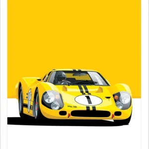 Plakat z samochodem retro GTR Wzór 1