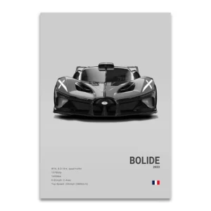 Plakat z samochodem sportowym Chiron Jasnożółty