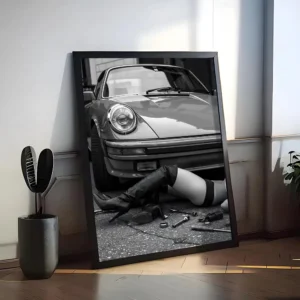 Plakat samochód sportowy czarno-biały Czarny4
