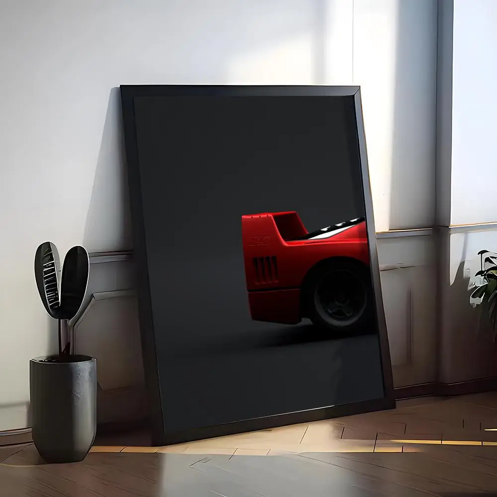 Plakat klasyczny samochód sportowy F40 Czarny1