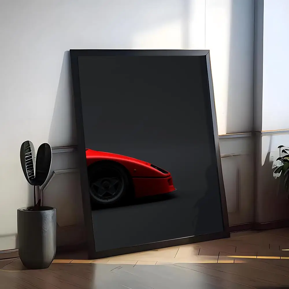 Plakat klasyczny samochód sportowy F40 Czarny3