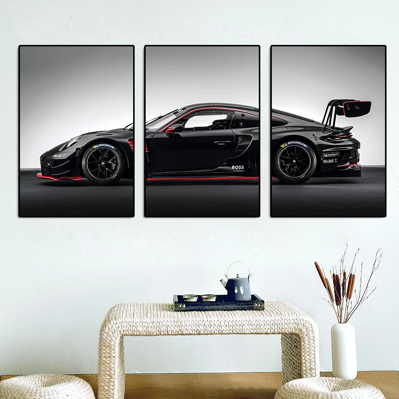 Plakat samochód GT3 RS - zestaw 3 grafik motoryzacyjnych Biały