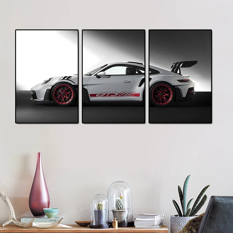 Plakat samochód GT3 RS - zestaw 3 grafik motoryzacyjnych żółty