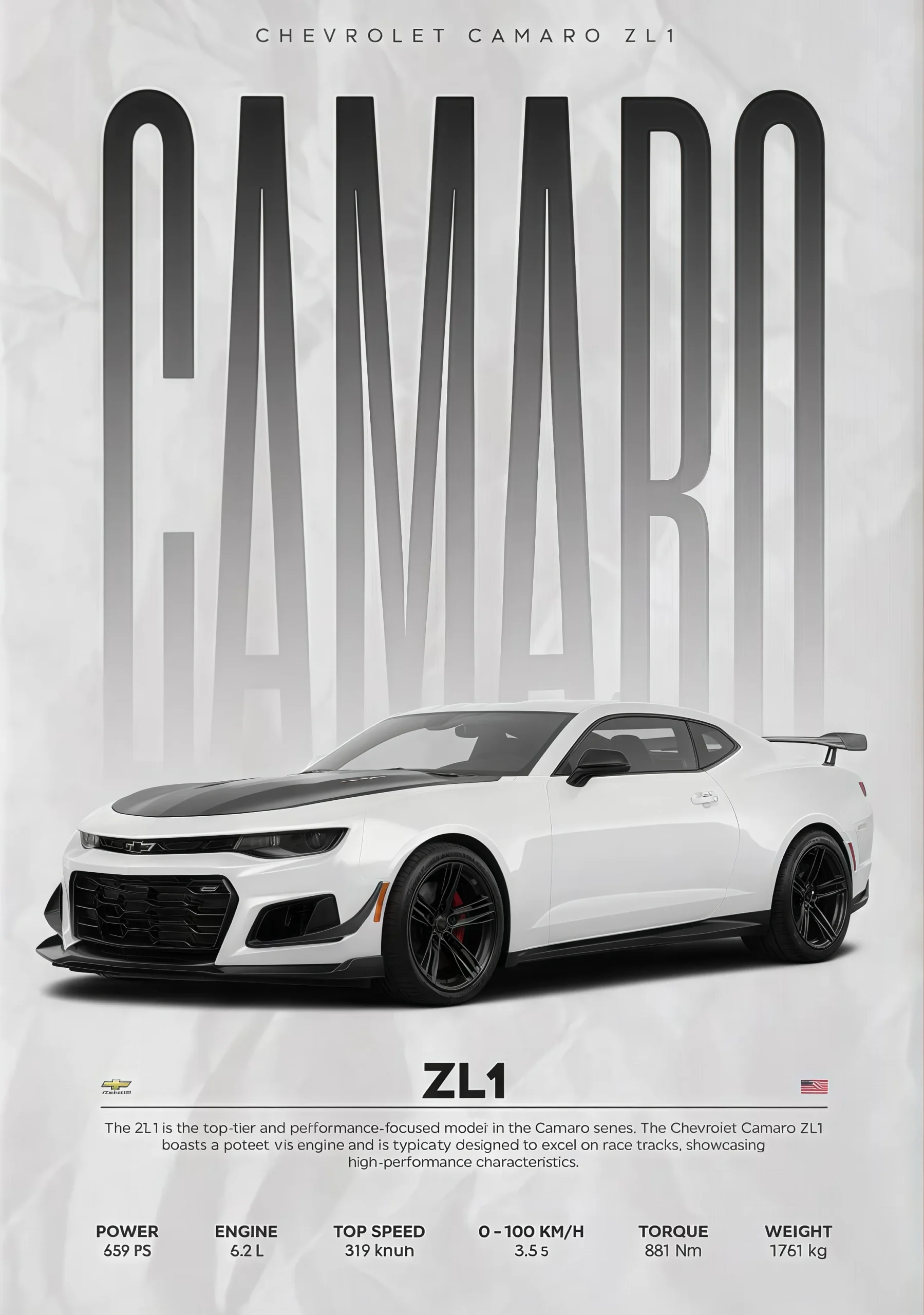 Plakat z luksusowym samochodem sportowym W16 750S Wzór 2