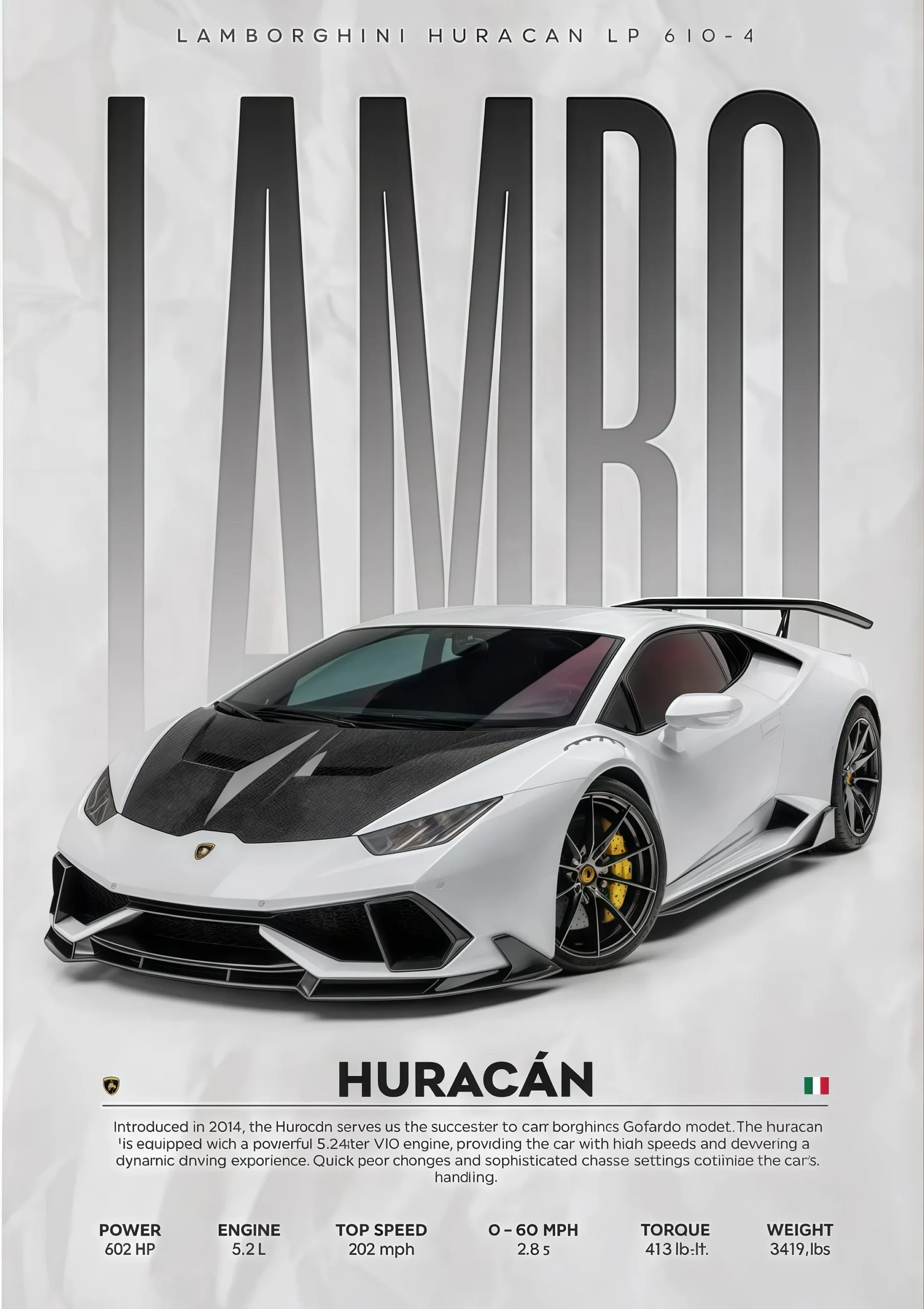 Plakat z luksusowym samochodem sportowym W16 750S Wzór 6