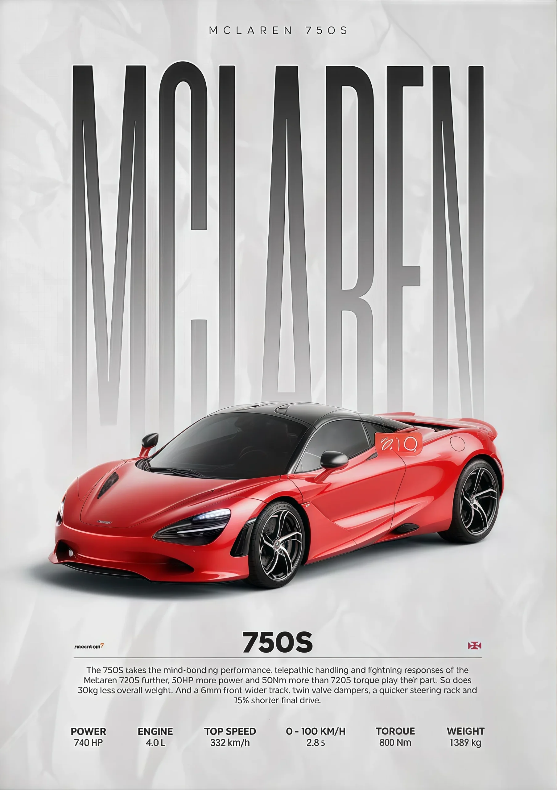 Plakat z luksusowym samochodem sportowym W16 750S Wzór 9