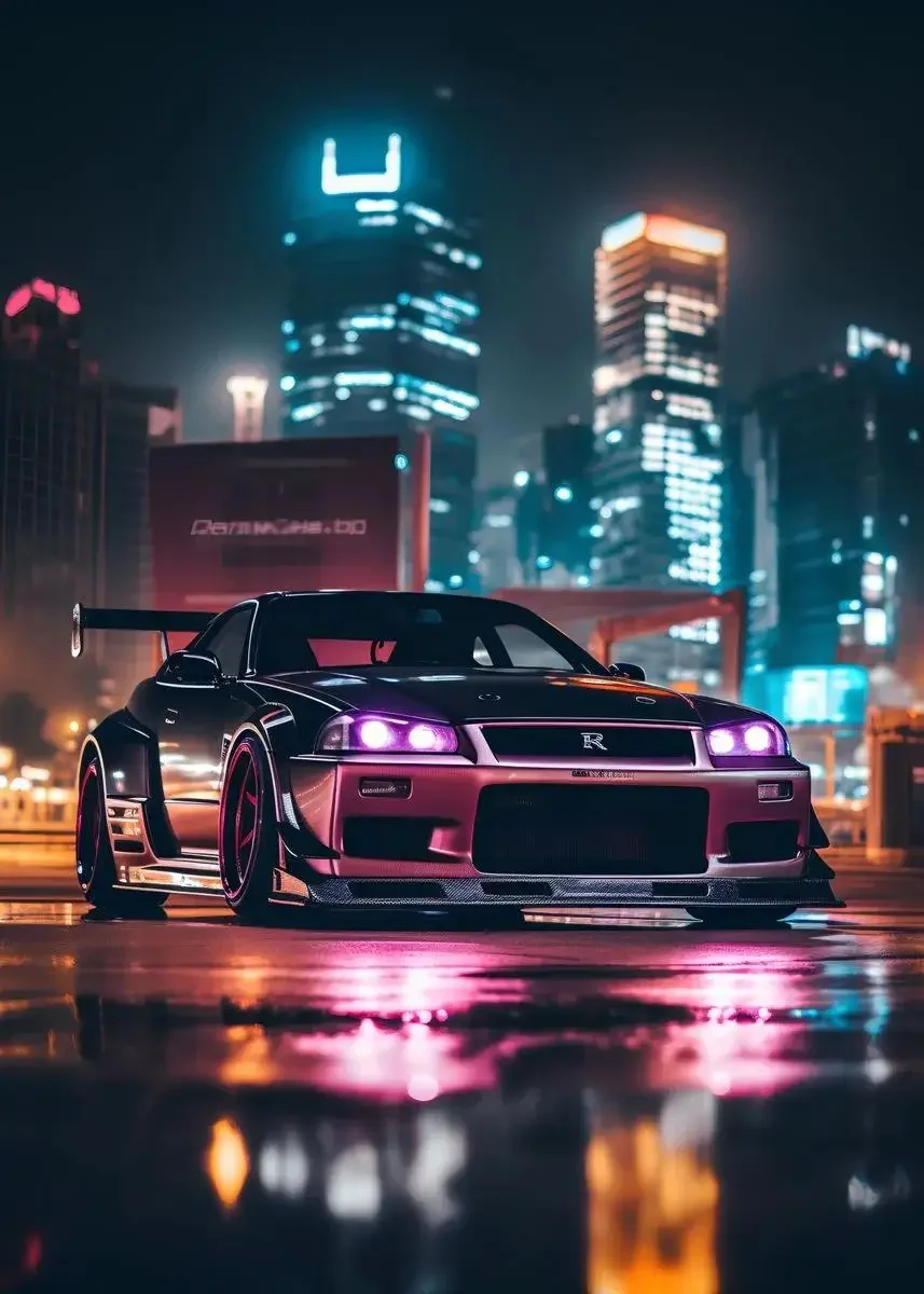 Plakat nowoczesny samochód sportowy Jasnozielony