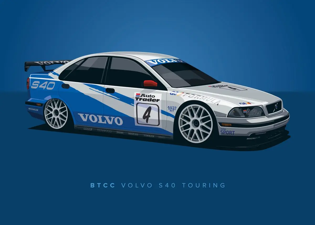 Plakat z samochodem wyścigowym Niebieski
