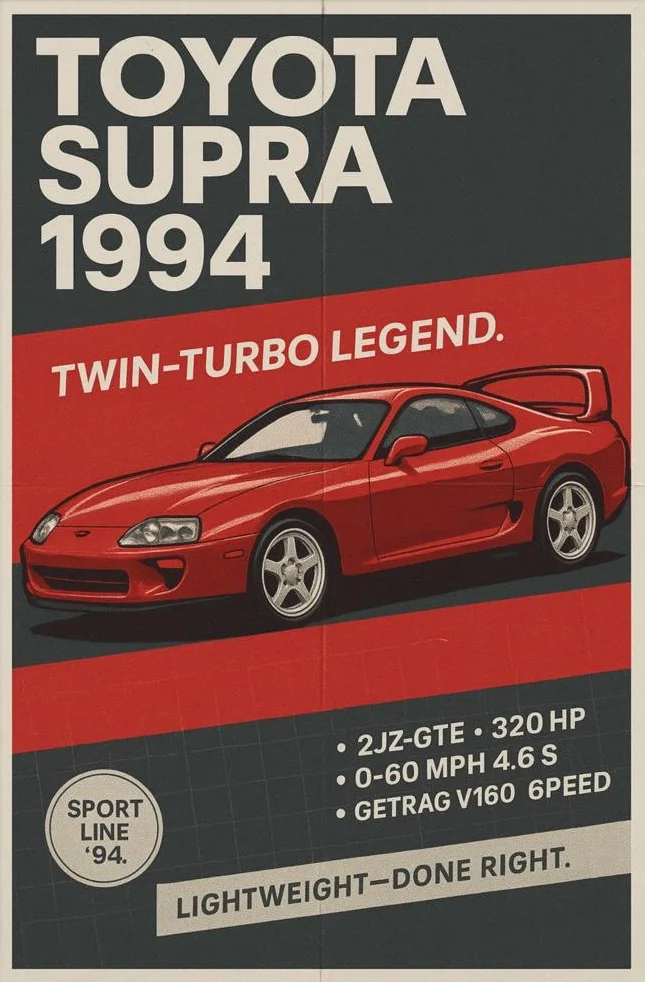 Plakat klasyczne samochody wyścigowe vintage Wzór 12