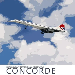 Plakat Samolot Concorde Minimalistyczny Biały