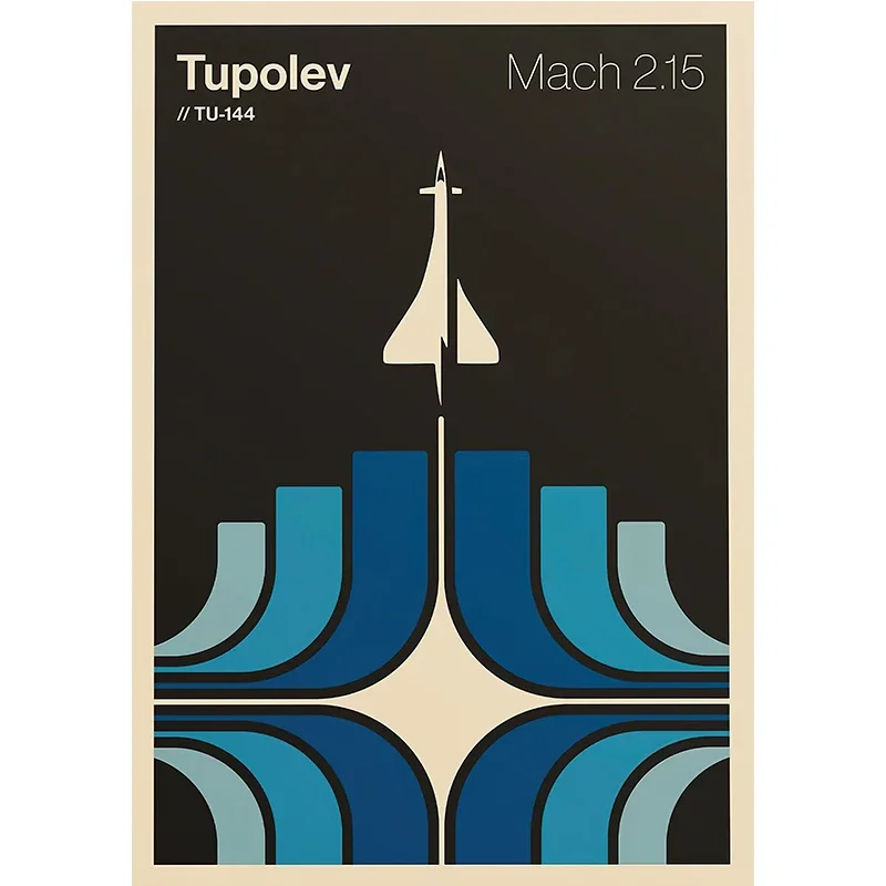 Plakat minimalistyczny samolot naddźwiękowy Biały