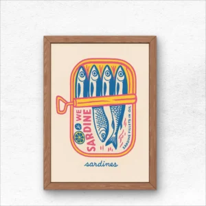 Plakat sardynki – retro grafika do kuchni Wzór 1