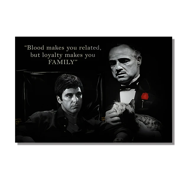 Plakat Scarface i Ojciec Chrzestny czarno-biały Wzór 1