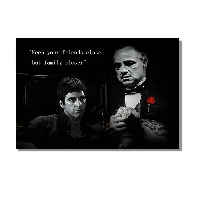 Plakat Scarface i Ojciec Chrzestny czarno-biały Wzór 2