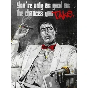 Plakat Scarface Tony Montana z Cytatem Biały